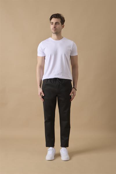 Erkek Slim Fit Orta Bel Siyah Pantolon