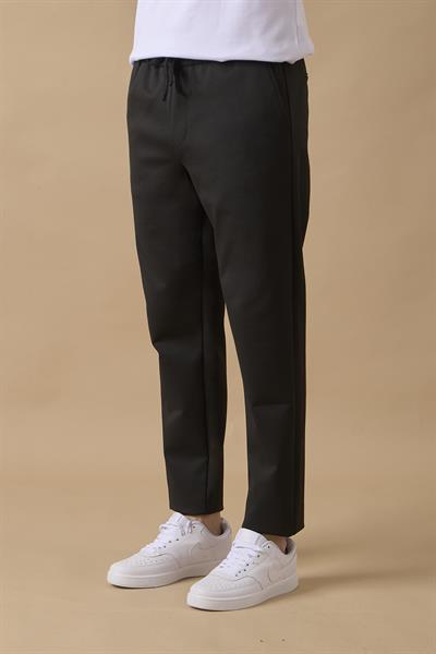 Erkek Slim Fit Orta Bel Siyah Pantolon
