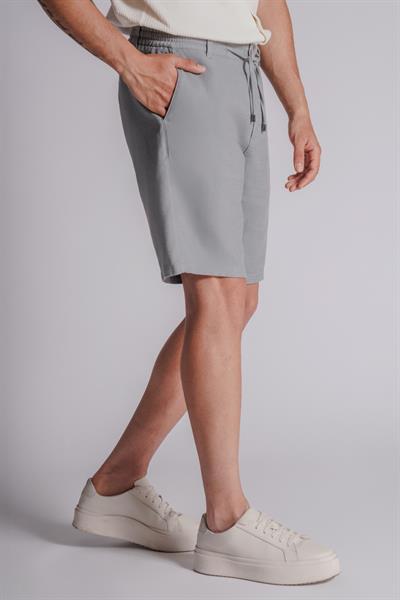 Erkek Yandan Cepli Beli Lastikli Keten Görünümlü Relaxed Fit Chino Şort Açık Yeşil