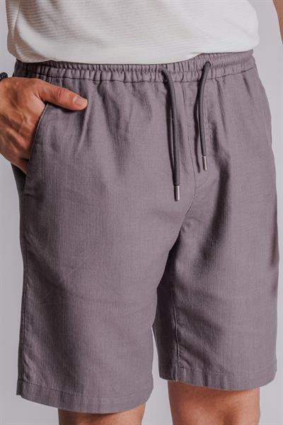 Erkek Yandan Cepli Beli Lastikli Keten Dokulu Relaxed Fit Jogger Şort Antrasit