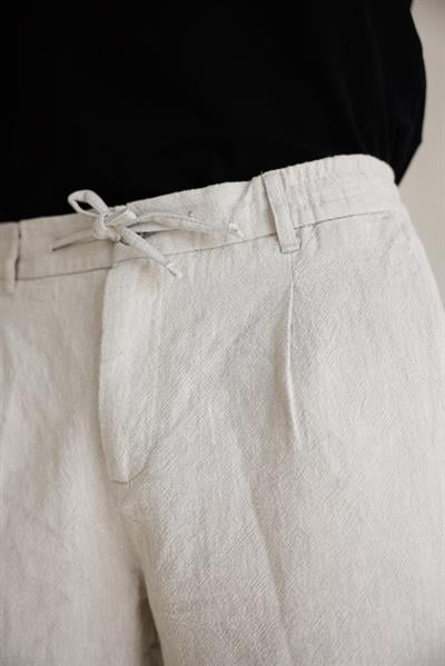 Erkek Yandan Cepli Beli Lastikli Keten Karışımlı Relaxed Fit Gri