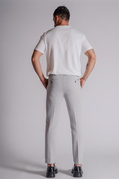 Erkek Yandan Cepli Beli Lastikli Slim Fit Chino Pantolon Gri