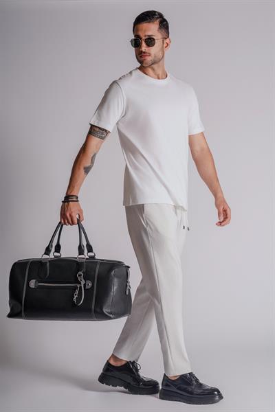 Erkek Yandan Cepli Beli Lastikli Slim Fit Chino Pantolon Açık Gri