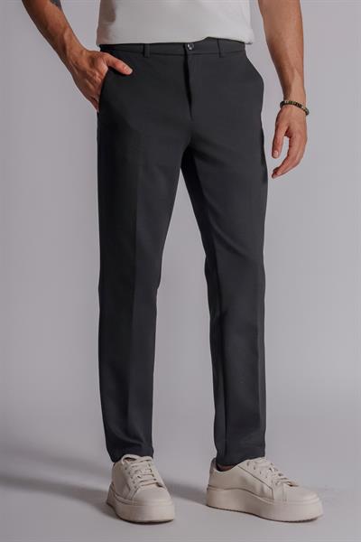Erkek Yandan Cepli Beli Lastikli Slim Fit Chino Pantolon Siyah