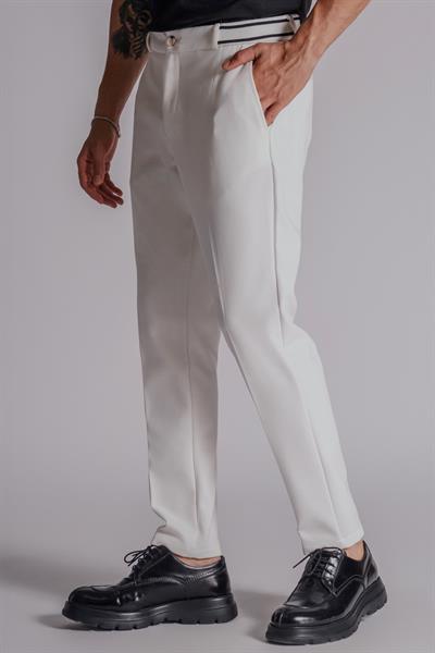 Erkek Yandan Cepli Beli Ribanalı Slim Fit Chino Pantolon Lacivert