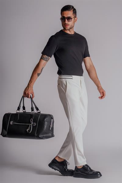 Erkek Yandan Cepli Beli Ribanalı Slim Fit Chino Pantolon Lacivert