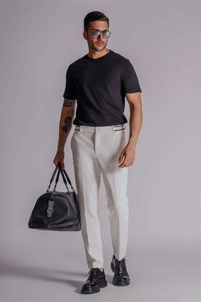 Erkek Yandan Cepli Beli Ribanalı Slim Fit Chino Pantolon Lacivert