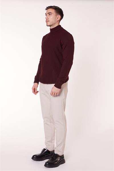 Erkek Yandan Cepli Beli Yarım Lastikli Slim Fit Chino Bej Pantolon