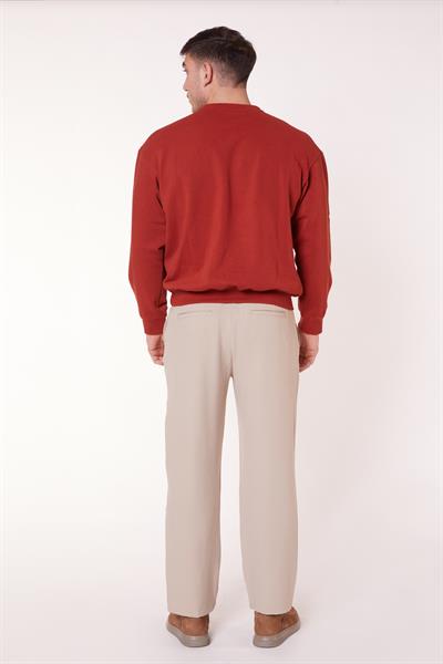 Erkek Yandan Cepli Dokulu Rahat Kalıp Bej Pantolon