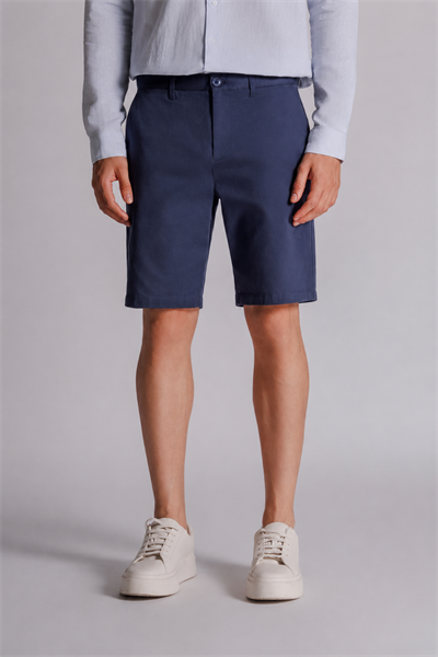 Erkek Yandan Cepli Klasik Bel Relaxed Fit Chino Şort Lacivert