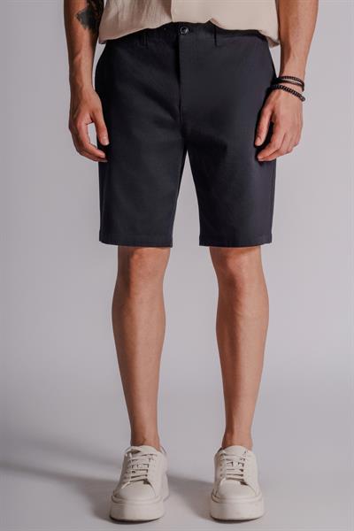 Erkek Yandan Cepli Klasik Bel Relaxed Fit Chino Şort Siyah