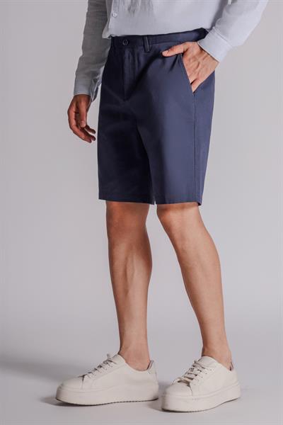 Erkek Yandan Cepli Klasik Bel Relaxed Fit Chino Şort Lacivert