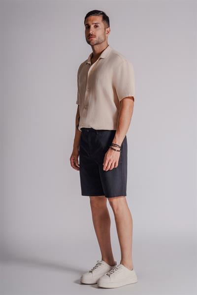 Erkek Yandan Cepli Klasik Bel Relaxed Fit Chino Şort Siyah