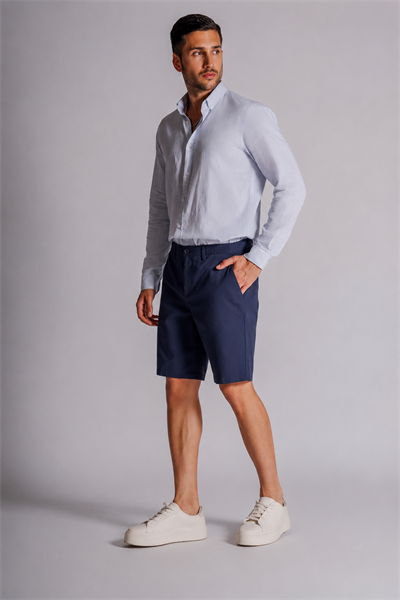 Erkek Yandan Cepli Klasik Bel Relaxed Fit Chino Şort Lacivert