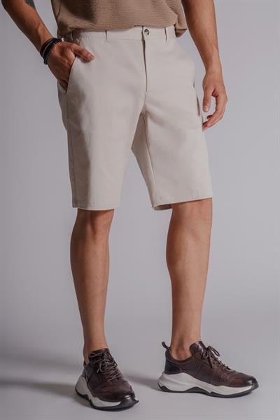 Erkek Yandan Cepli Klasik Bel Slim Fit Chino Şort Bej