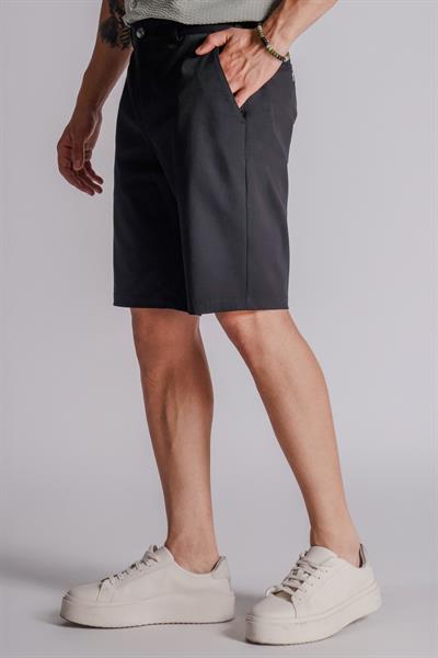 Erkek Yandan Cepli Klasik Bel Slim Fit Chino Şort Siyah