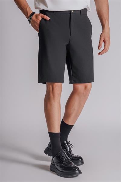 Erkek Yandan Cepli Klasik Bel Slim Fit Chino Şort Siyah