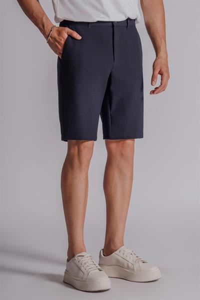 Erkek Yandan Cepli Klasik Bel Slim Fit Chino Şort Lacivert