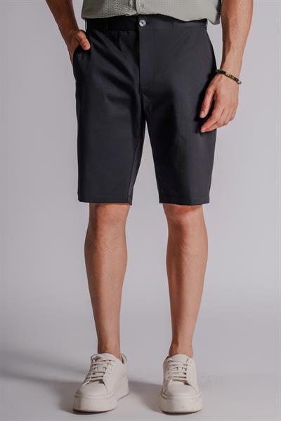 Erkek Yandan Cepli Klasik Bel Slim Fit Chino Şort Siyah