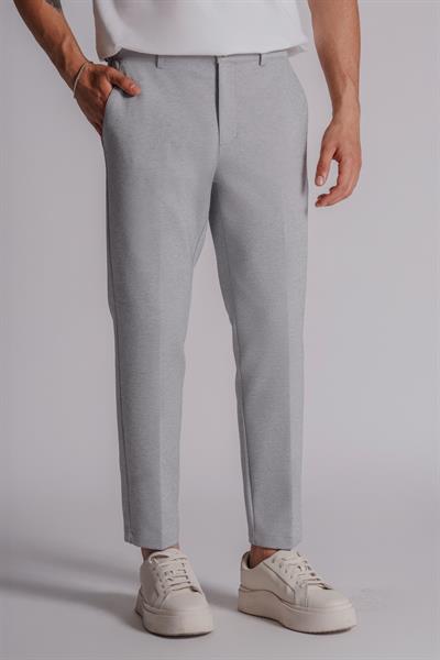 Erkek Yandan Cepli Normal Bel Slim Fit Chino Pantolon Gri