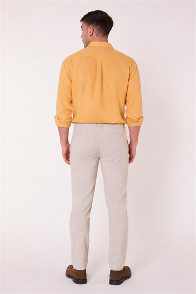 Erkek Yandan Cepli Slim Fit Bej Chino Pantolon