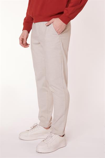 Erkek Yandan Cepli Slim Fit Bej Chino Pantolon
