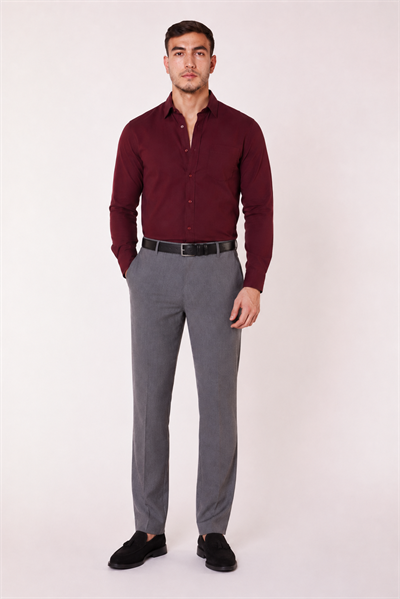 Erkek Yandan Cepli Slim Fit Gri Chino Pantolon