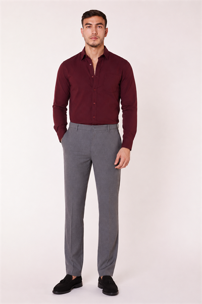 Erkek Yandan Cepli Slim Fit Gri Chino Pantolon