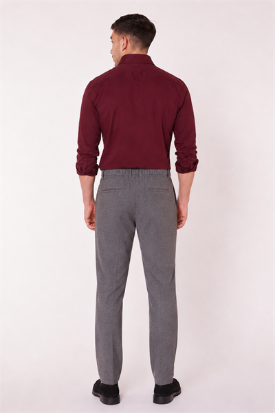 Erkek Yandan Cepli Slim Fit Gri Chino Pantolon