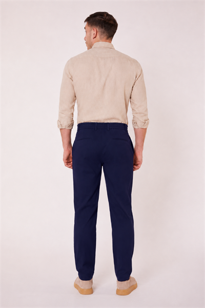 Erkek Yandan Cepli Slim Fit Lacivert Chino Pantolon