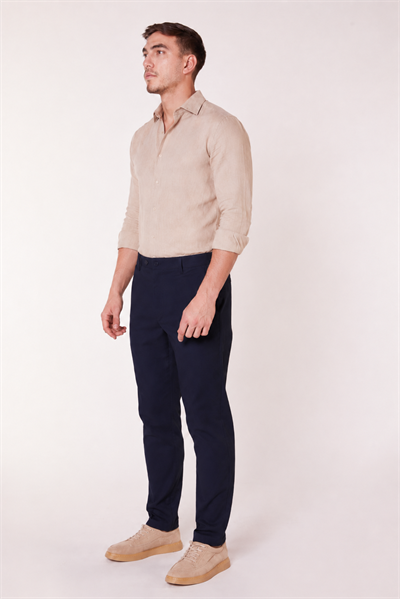 Erkek Yandan Cepli Slim Fit Lacivert Chino Pantolon