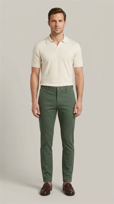 Erkek Yeşil Slim Fit Pamuklu Chino Pantolon