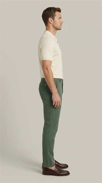 Erkek Yeşil Slim Fit Pamuklu Chino Pantolon