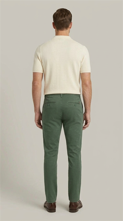 Erkek Yeşil Slim Fit Pamuklu Chino Pantolon