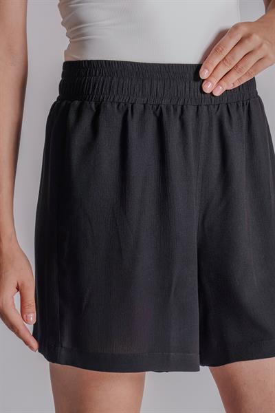 Kadın Beli Lastikli Jogger Şort Siyah