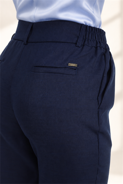 Kadın Beli Lastikli Lacivert Pantolon