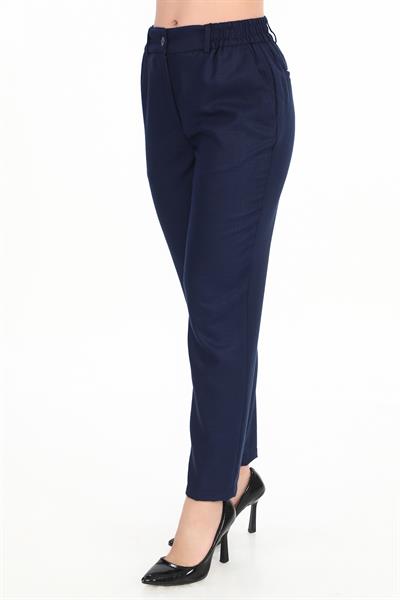 Kadın Beli Lastikli Lacivert Pantolon