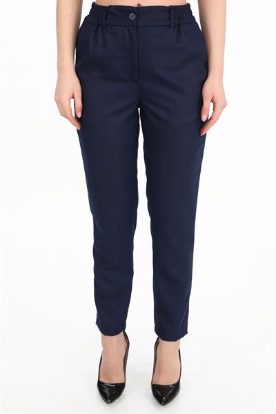 Kadın Beli Lastikli Lacivert Pantolon