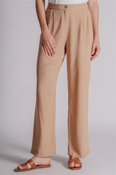 Kadın Çift Pilili Arka Cep Fleto Chino Pantolon Taş