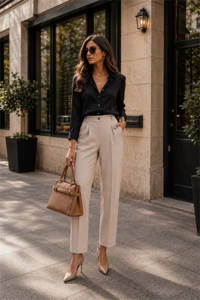Kadın Yandan Cepli Arka Cep Fleto Beli Lastikli ve Pilili Slim Fit Pantolon Taş