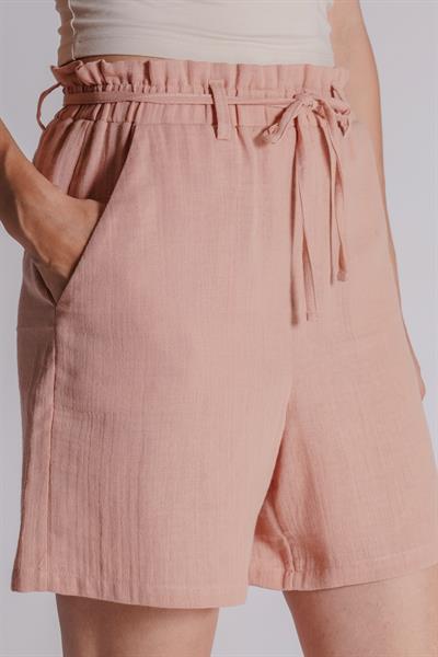 Kadın Yandan Cepli Beli Lastikli Jogger Şort Kum