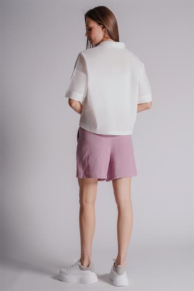 Kadın Yandan Cepli Beli Lastikli Jogger Şort Leylak