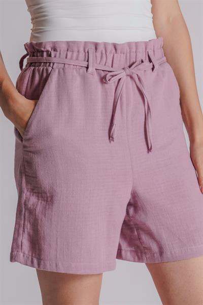 Kadın Yandan Cepli Beli Lastikli Jogger Şort Leylak