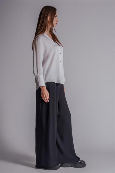 Kadın Yandan Cepli Beli Lastikli Relaxed Fit Pantolon Siyah