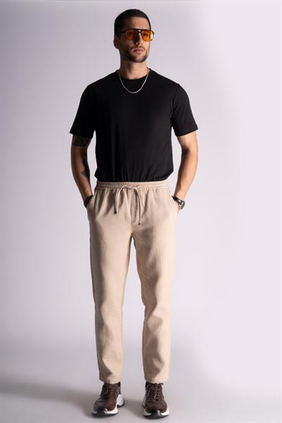 Удобные хлопково-льняные брюки-джоггеры