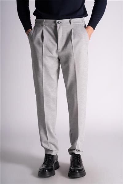 Yan Lastikli Slim Fit Chino Pantalon Gri