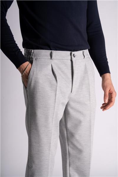 Yan Lastikli Slim Fit Chino Pantalon Gri