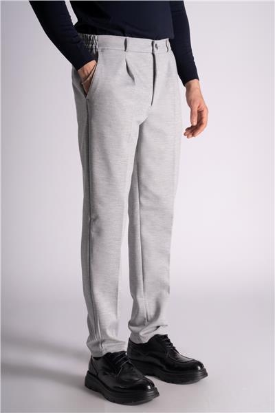 Yan Lastikli Slim Fit Chino Pantalon Gri