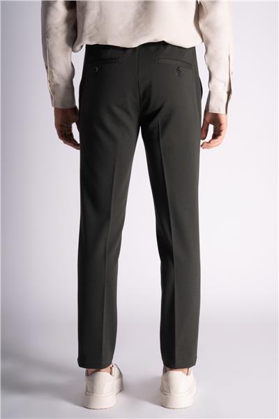 Yan Lastikli Slim Fit Chino Pantalon Haki
