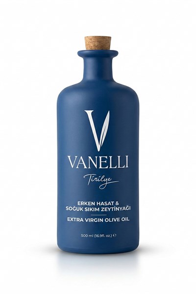 Erken Hasat Soğuk Sıkım Zeytinyağı Mavi Seramik Şişe 500 ml